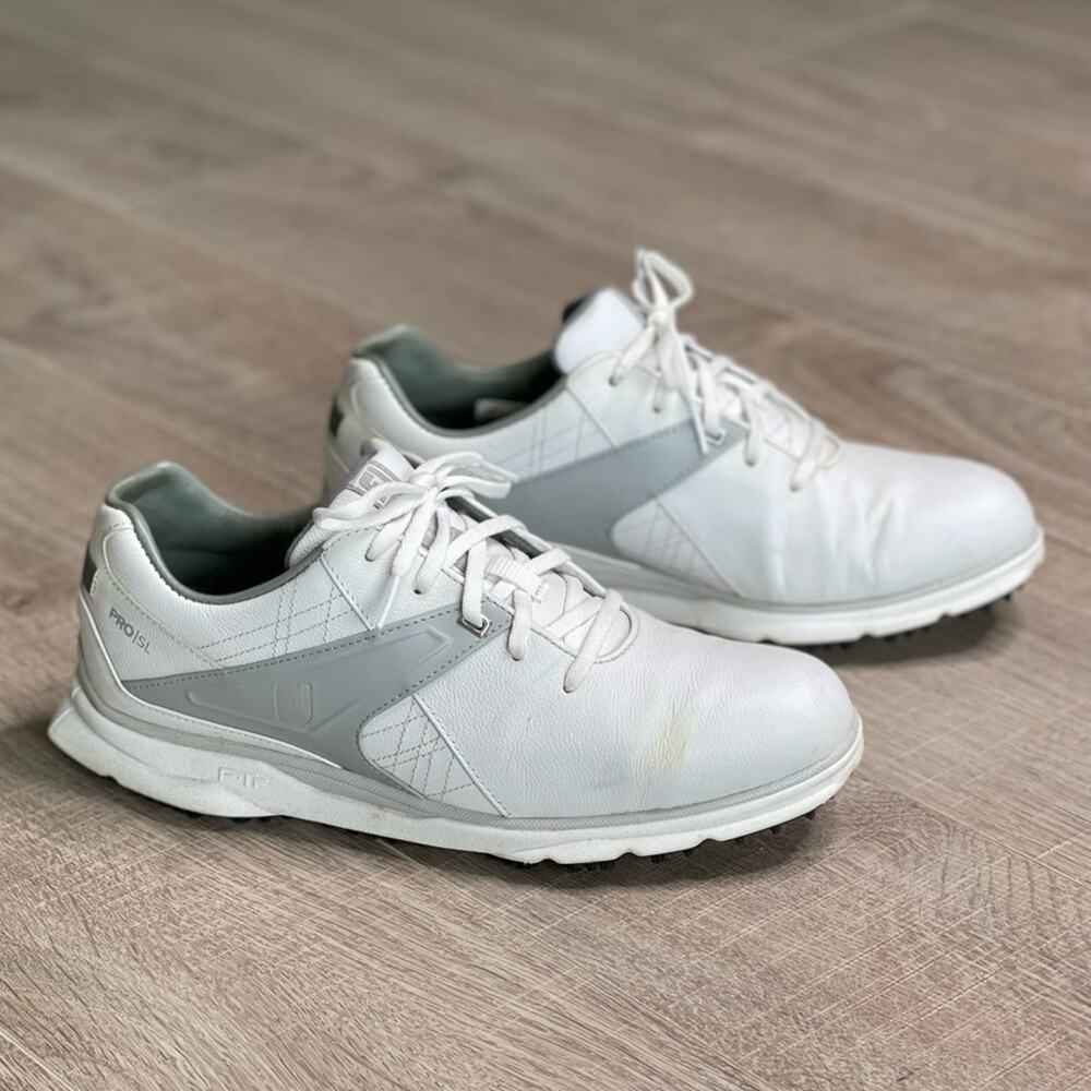 FOOTJOY MyJoy PRO/SL Men’s White Gray Waterproof Leather Golf Shoes